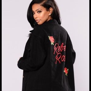 Rebel Rose Oversized Denim Jacket FASHION NOVA